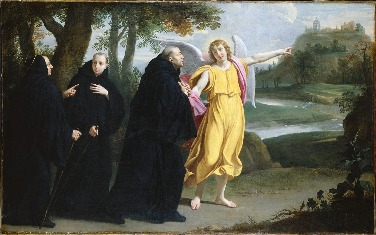 Scena della vita di San Benedetto, l'angelo che indica a San Benedetto l'ubicazione del monastero - Musee de la Ville de Paris